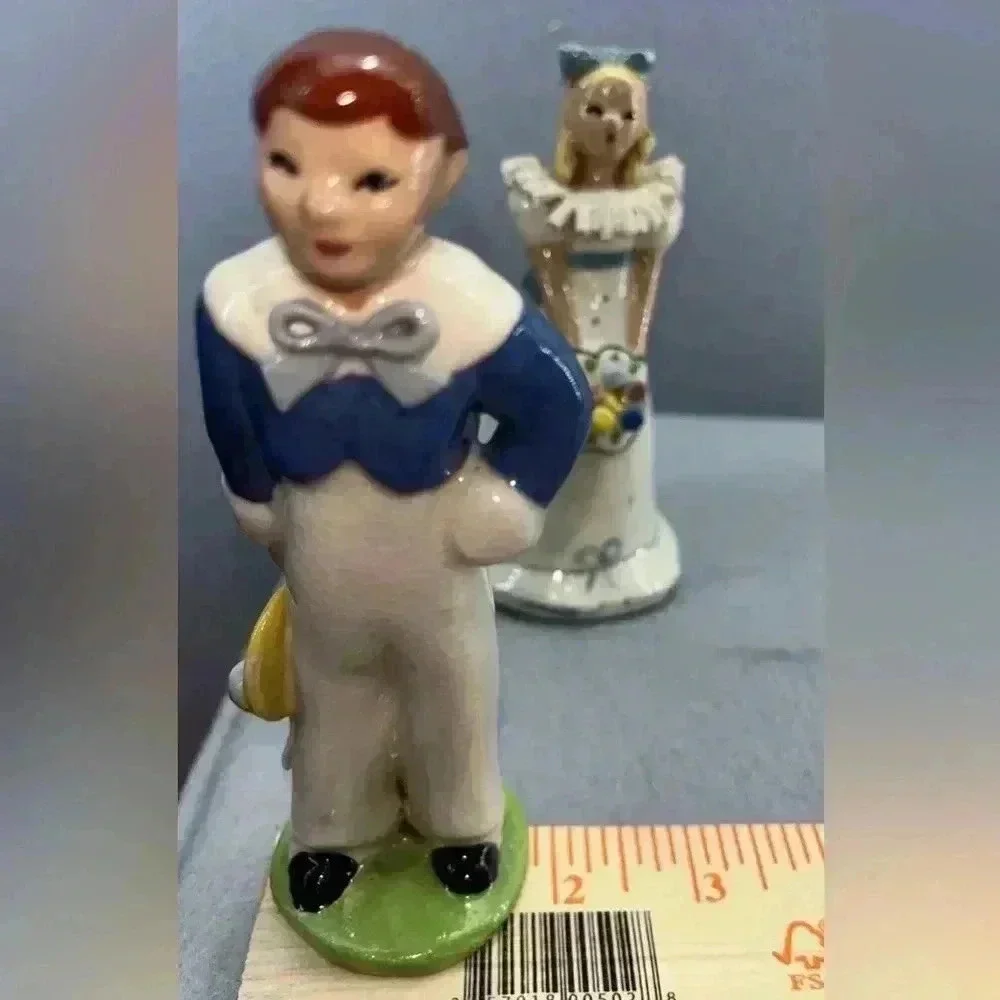 Vintage 1940’s SIGNED Ynez figurines ceramic “Edward & Eloise” decor Handpainted